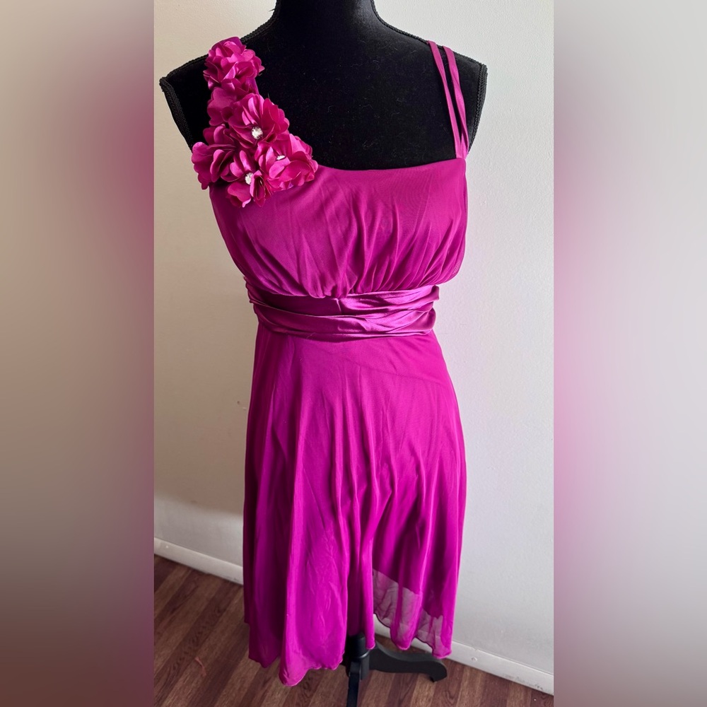 Neon By Bulux U.S.A Vintage Y2K Formal Dress Fuchsia Fairy Floral Size Medium
